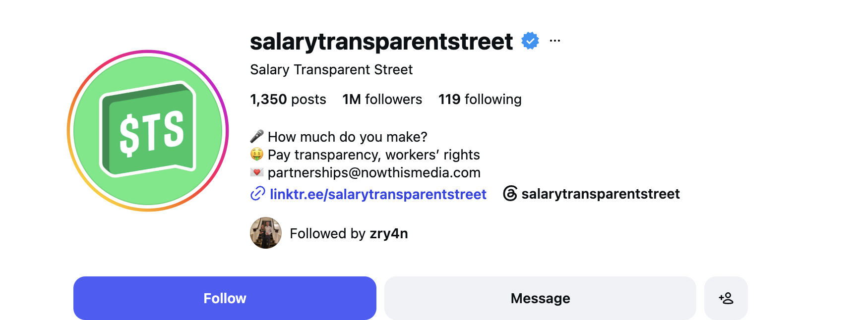 Salary Transparent Street on Instagram