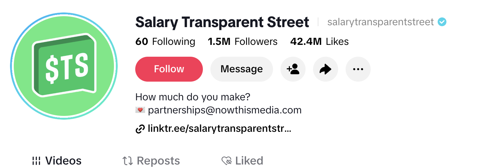 Salary Transparent Street on TikTok
