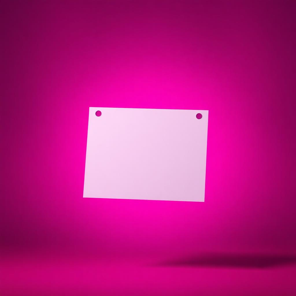 Blank index card floating against magenta backdrop
